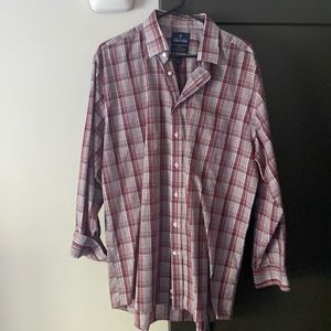 Stafford button down collared shirt. Size 17  34-35.Colors red, black and white.